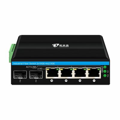Промышленный 2.5G PoE Fiber Switch 4 порта PoE+ с 2 SFP 10G Uplink DIN Rail