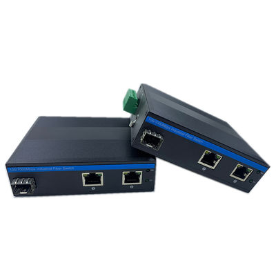 Промышленный неуправляемый POE переключатель 2 порта Гигабитная SFP волоконная сеть IP40 беспроветрительная DIN Rail