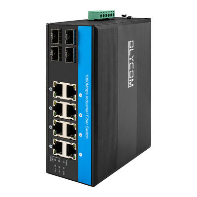 Водонепроницаемый 8-портный сетевой коммутатор Гигабитный прочный Ethernet-коммутатор с 4-мя волокнистыми портами