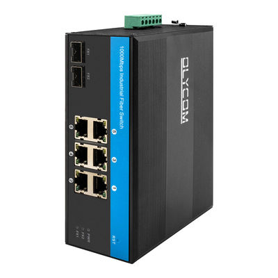 Зажженный сетевой коммутатор 8 портов Гигабит Эфирна 2 SFP волокна не управляемый DIN35 монтированный