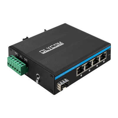 Промышленный коммутатор POE с 1 портом SFP и 4 портами RJ45 для установки DIN Rail