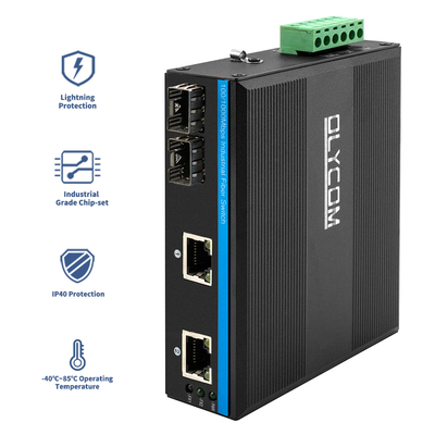 Неуправляемые 4 порта Гигабитный Ethernet переключатель Закаленный корпус SFP слоты IP40 DC24V