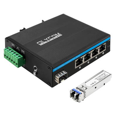 Mini 5 Port Gigabit Industrial Fiber Switch SFP Uplink Unmanaged Din Rail Тип DC12V
