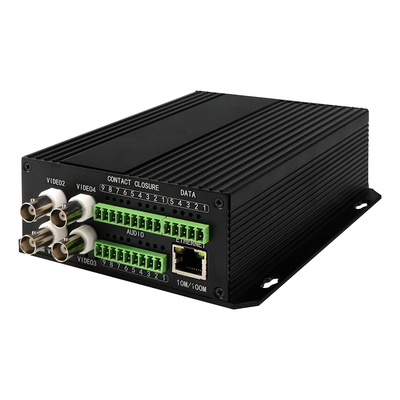 4 порта AV сбалансированный аудио Ethernet видео медиа преобразователь DC5V ST волокно