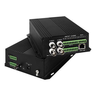 4 порта AV сбалансированный аудио Ethernet видео медиа преобразователь DC5V ST волокно