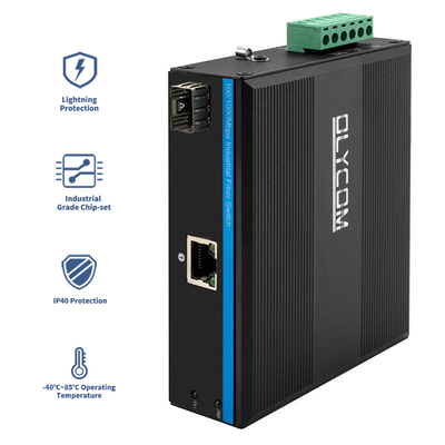 Индустриальный преобразователь медиа Ethernet Gigabit Din Rail Двойной вход питания Неуправляемый